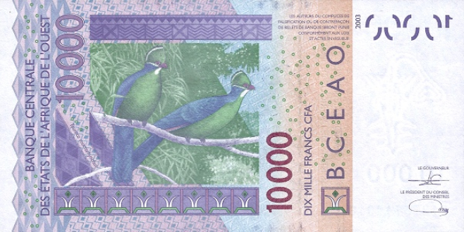 (091) ** PN118A Ivory Coast W.A.S. A 10000 Francs Year 2021